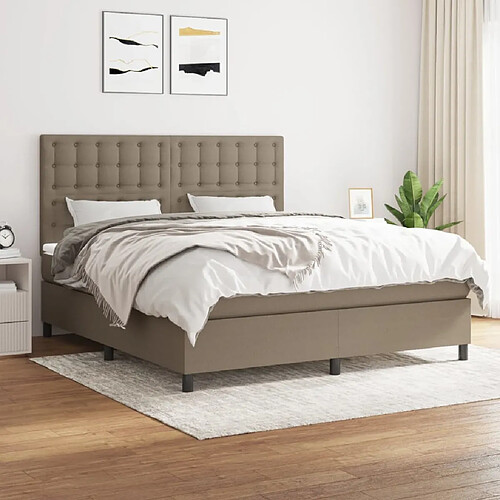 vidaXL Sommier à lattes de lit avec matelas Taupe 160x200 cm Tissu