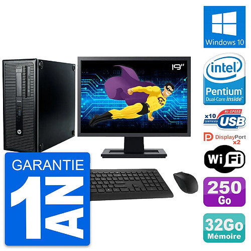 PC Tour HP 600 G1 Ecran 19" Intel G3220 RAM 32Go Disque 250Go Windows 10 Wifi · Occasion