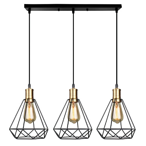 Stoex Suspension Lustre Industrielle,design diamant cage Luminaire lampe plafonnier vintage en métal Abat-jour avec Douille E27 pourssalle à manger cuisine bar