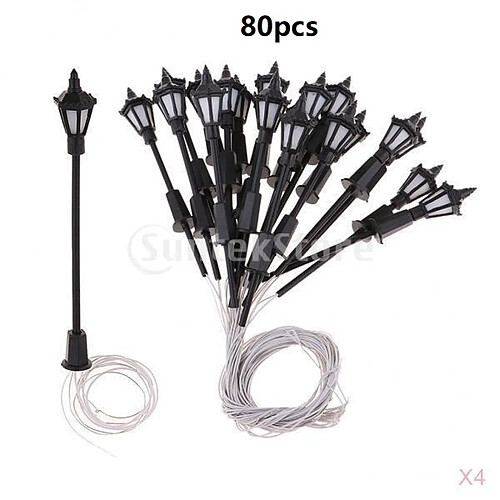 Lot de 80pcs Mini LED Lampadaire à l'Echelle N 1/150 pour Rue Jardin Train Paysage