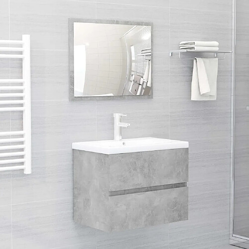 vidaXL Ensemble de meubles de salle de bain gris béton bois ingénierie