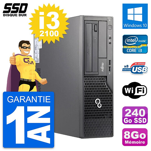 PC Fujitsu Esprimo E500 E85+ DT Intel i3-2100 RAM 8Go SSD 240Go Windows 10 Wifi · Occasion