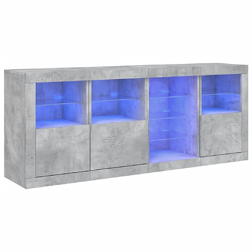 Maison Chic Commode Buffet - Meuble de rangement avec lumières LED gris béton 164x37x67 cm -GKD11788