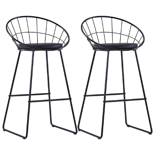 vidaXL Chaises de bar lot de 2 noir similicuir