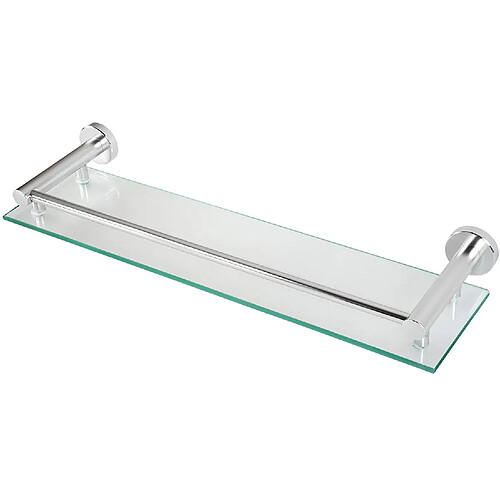 Helloshop26 Tablette pour salle de bain murale en verre trempé et aluminium largeur 50 cm matériel de montage inclus argenté étagère pour salle de bain 01_0000094