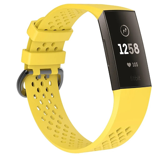 Wewoo Bracelet pour montre connectée Dragonne ajustable avec trou carré FITBIT Charge 3 Jaune