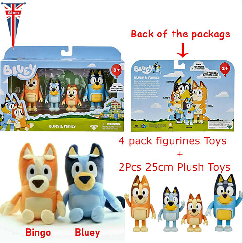 Universal Accueil Bingo Jouet Pack 4 pièces + Bingo 25 cm + Peluche bleue cadeau enfant(Coloré)