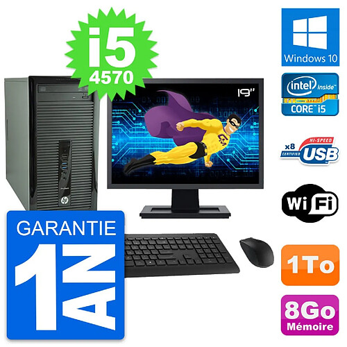 PC Tour HP 400 G1 Ecran 19" Intel i5-4570 RAM 8Go Disque Dur 1To Windows 10 Wifi · Occasion