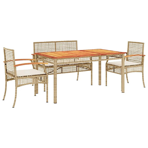 Maison Chic Ensemble à manger d'extérieur 5 pcs avec coussins,Salon de jardin,Mobilier de jardin Beige poly rotin -GKD591880