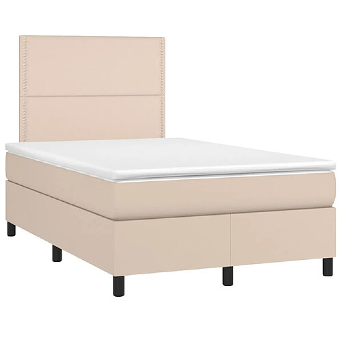 Maison Chic Lit adulte- Ensemble lit + matelas,Sommier à lattes de lit matelas cappuccino 120x190cm similicuir -GKD84476