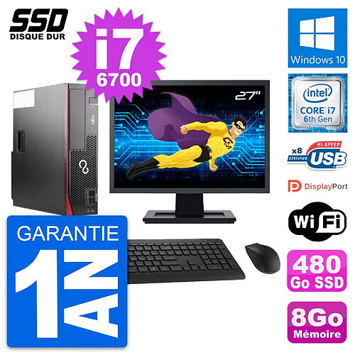 PC Fujitsu D556 DT Ecran 27" Intel i7-6700 RAM 8Go SSD 480Go Windows 10 Wifi · Occasion