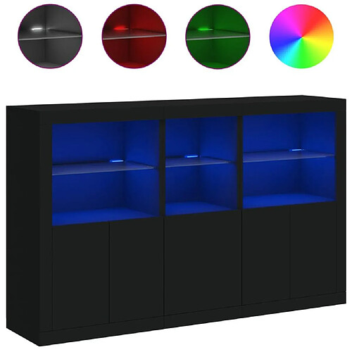 Maison Chic Commode Buffet - Meuble de rangement avec lumières LED noir 162x37x100 cm -GKD95748