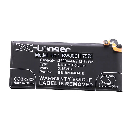 vhbw Batterie remplacement pour Samsung EB-BN950ABE, GH82-15090A pour smartphone (3300mAh, 3,85V, Li-polymère)