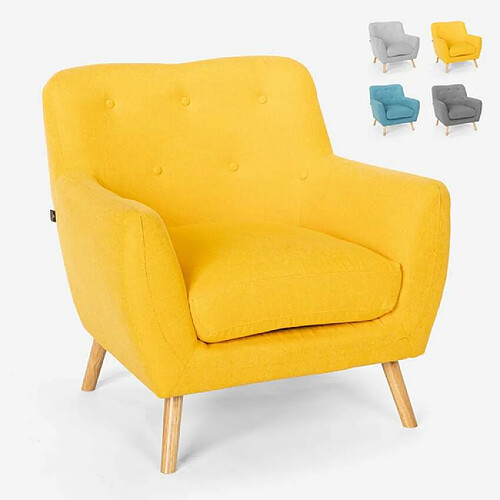 LE ROI DU RELAX Chaise longue design moderne de style nordique en bois et tissu Modesto | Couleur: Jaune