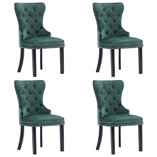 vidaXL Chaises à manger lot de 4 vert foncé velours