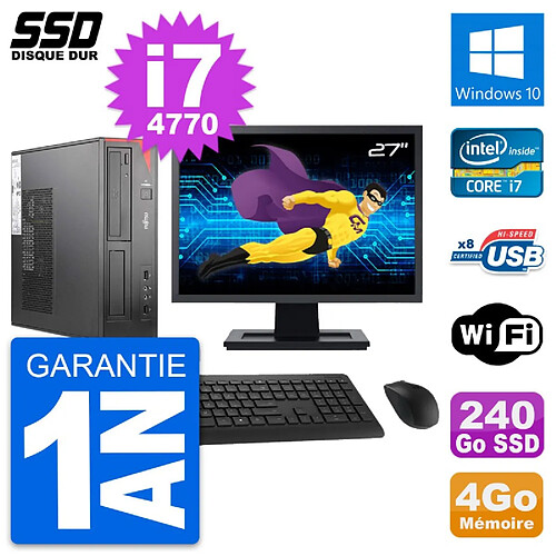 PC Fujitsu E520 DT Ecran 27" Intel i7-4770 RAM 4Go SSD 240Go Windows 10 Wifi · Occasion