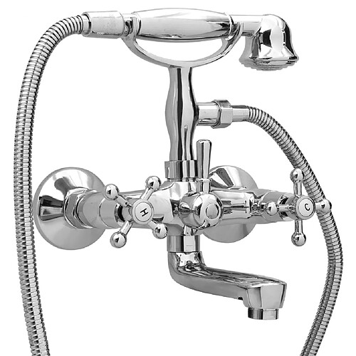 Helloshop26 Robinet de baignoire à 2 poignées et déviateur de douche à main mitigeur de baignoire salle de bain maison intérieur chrome 02_0003481