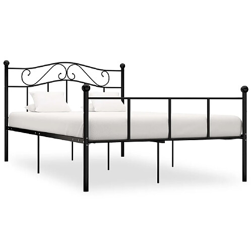 Maison Chic Lit adulte - Lit simple Cadre de lit,Structure du lit Contemporain Noir Métal 140 x 200 cm -MN10959