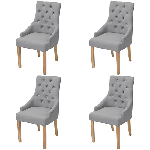 Maison Chic Lot de 4 Chaises à manger,Chaise pour cuisine gris clair tissu -MN70353