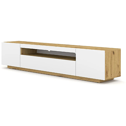 BIM FURNITURE Meuble TV Aura 200 cm chêne artisan / blanc mat