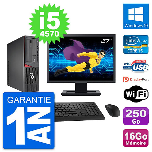 PC Fujitsu E720 DT Ecran 27" Intel i5-4570 RAM 16Go Disque 250Go Windows 10 Wifi · Occasion