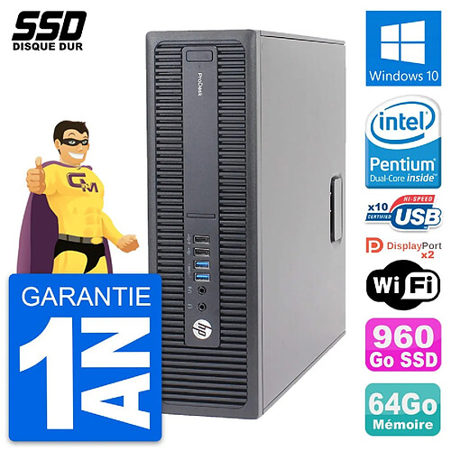 PC HP ProDesk 600 G2 SFF Intel Pentium G4400 RAM 64Go SSD 960Go Windows 10 Wifi · Occasion