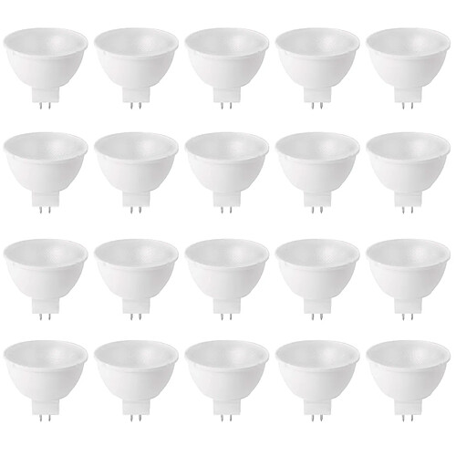 Lot 20 Ampoules réflecteur LED GU5.3 Eclairage 5W blanc chaud