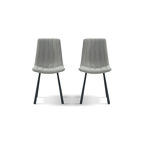 La Maison Du Canapé Chaise Design YUKA - Gris - Lot de 2