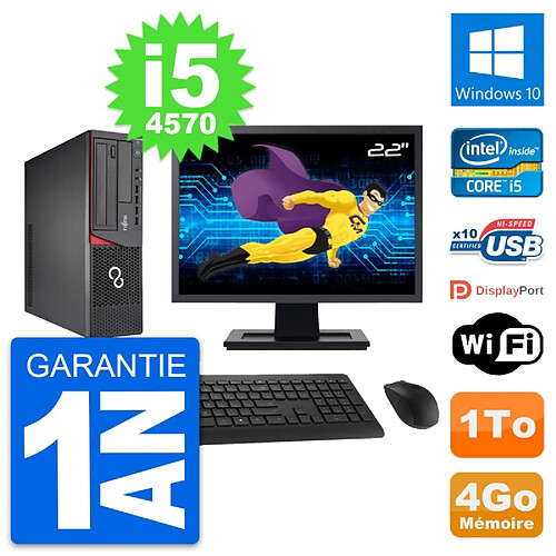 PC Fujitsu E720 DT Ecran 22" Intel i5-4570 RAM 4Go Disque 1To Windows 10 Wifi · Occasion