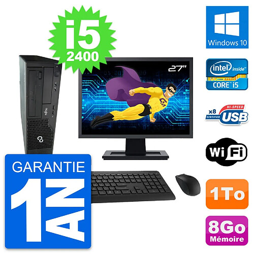 PC Fujitsu E500 DT Ecran 27" Intel i5-2400 RAM 8Go Disque 1To Windows 10 Wifi · Occasion