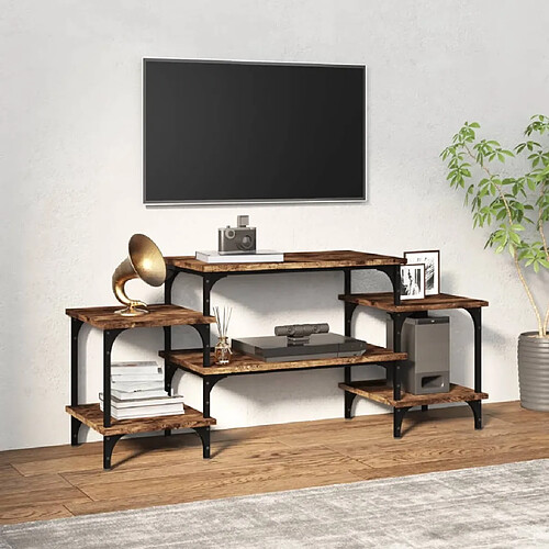 Maison Chic Meuble TV scandinave - Banc TV pour salon Chêne fumé 117x35x52 cm Bois d'ingénierie -MN40447