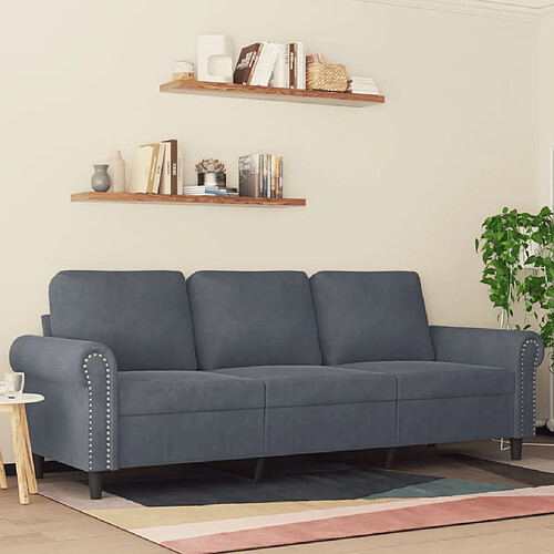 vidaXL Canapé à 3 places Gris foncé 180 cm Velours