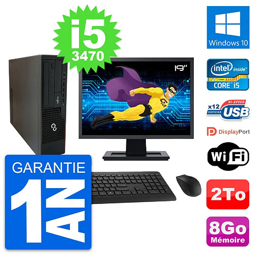 PC Fujitsu E910 DT Ecran 19" Intel i5-3470 RAM 8Go Disque 2To Windows 10 Wifi · Occasion