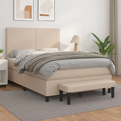 vidaXL Sommier à lattes de lit avec matelas Cappuccino 140x190 cm