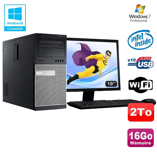 Lot PC Tour Dell 790 G630 2.7Ghz 16Go Disque 2000Go DVD WIFI Win 7 + Ecran 19" · Occasion