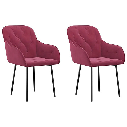 Maison Chic Lot de 2 Chaises à manger | Chaise de salle à manger cuisine Rouge bordeaux Velours -GKD68179