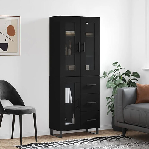 vidaXL Buffet haut Noir 69,5x34x180 cm Bois d'ingénierie