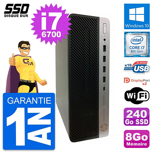 PC HP ProDesk 600 G3 SFF Intel Core i7-6700 RAM 8Go SSD 240Go Windows 10 Wifi · Occasion