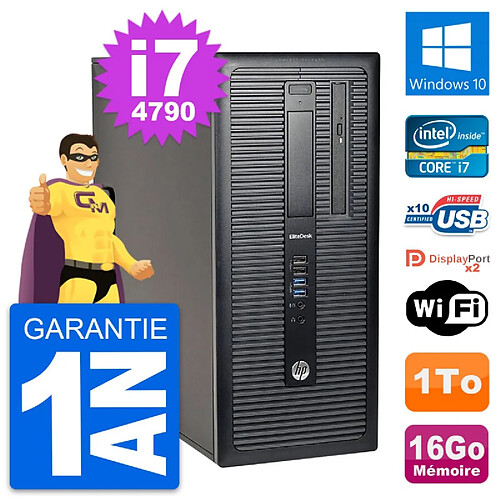 PC Tour HP EliteDesk 800 G1 Intel i7-4790 RAM 16Go Disque 1To Windows 10 Wifi · Occasion