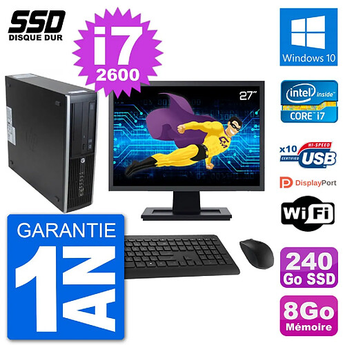 PC HP 8300 Elite SFF Ecran 27" Intel i7-2600 RAM 8Go SSD 240Go Windows 10 Wifi · Occasion