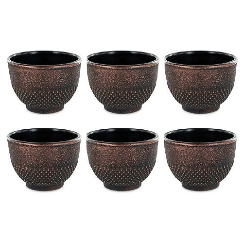 Aromandise 6 tasses en fonte de Chine noir & bronze 15 cl