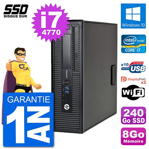 PC HP EliteDesk 800 G1 Core i7-4770 RAM 8Go SSD 240Go Windows 10 Wifi · Occasion