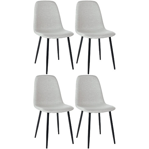 Decoshop26 Lot de 4 chaises de salle à manger design simple avec pieds en métal noir assise en tissu crème 10_0001835