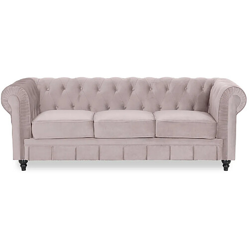 Canape Chesterfield Velours 3 Places Altesse Taupe