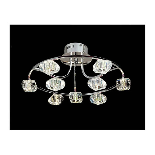 Luminaire Center Semi Plafonnier Polana rond 9 Ampoules chrome poli