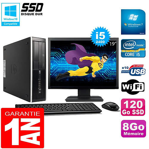 PC HP Compaq Pro 6300 SFF I5-2400 8Go 120Go SSD Graveur DVD Wifi W7 Ecran 19" · Occasion