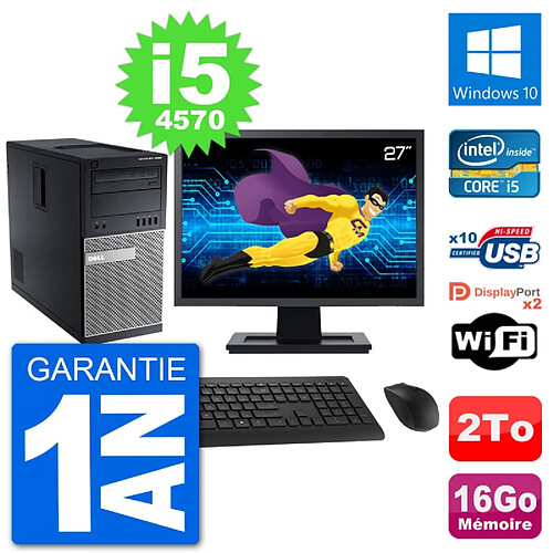 PC Tour Dell 7020 Ecran 27" Intel i5-4570 RAM 16Go Disque 2To Windows 10 Wifi · Occasion