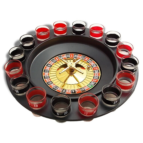 Totalcadeau Roulette à boire pour jeu et boisson avec 16 verres shooter