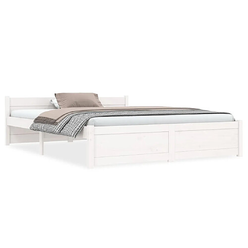 vidaXL Cadre de lit sans matelas blanc bois massif 140x190 cm