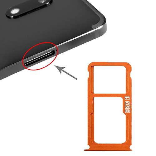 Wewoo Tiroir pour carte SIM Plateau SIM + SIM / Micro SD Nokia 7 Plus TA-1062 Orange